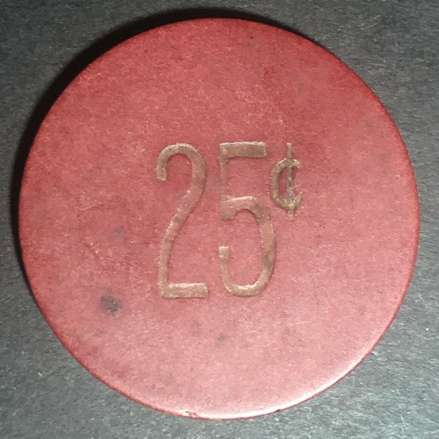 Vintage Red Clay Poker 25c Chip "MD" ? Monogram - Eisenstadt Collection