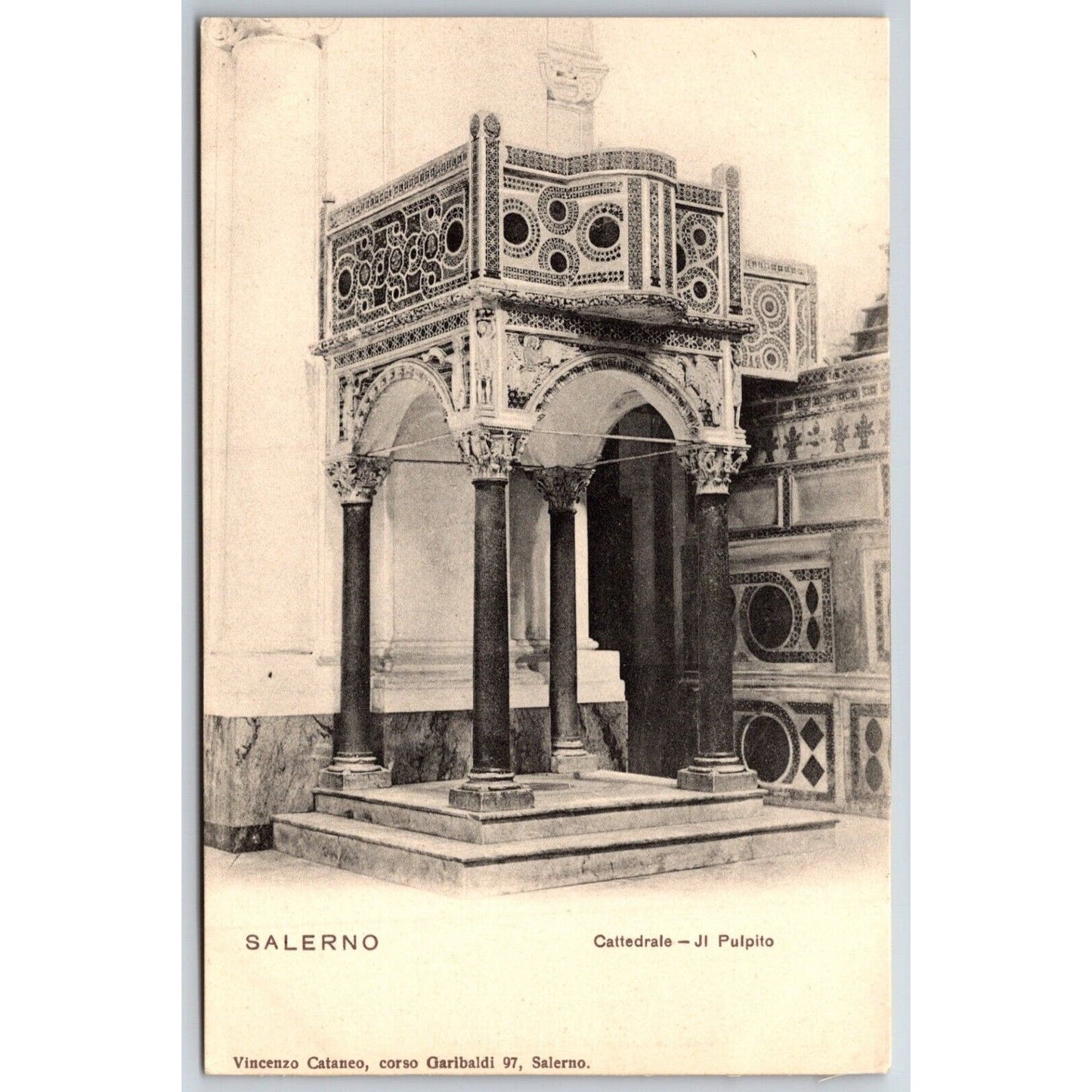 Italian Postcard Salerno Cathedral Pulpit 1901-1907 NP VGC