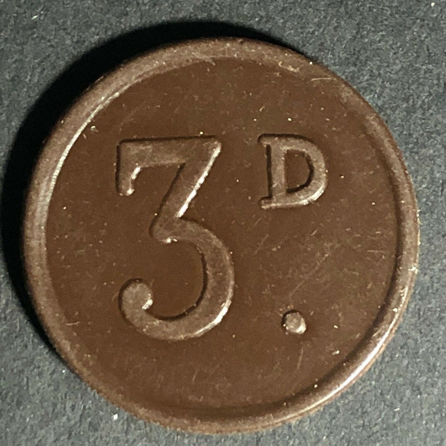 Accrington Transport England Plastic Token Dark Brown 3D 22mm c50's-60's