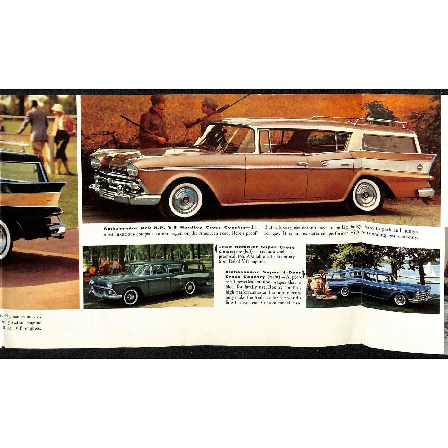 1959 Rambler Station Wagons Single Sheet Fold-Out Brochure w/ 6 Panels
