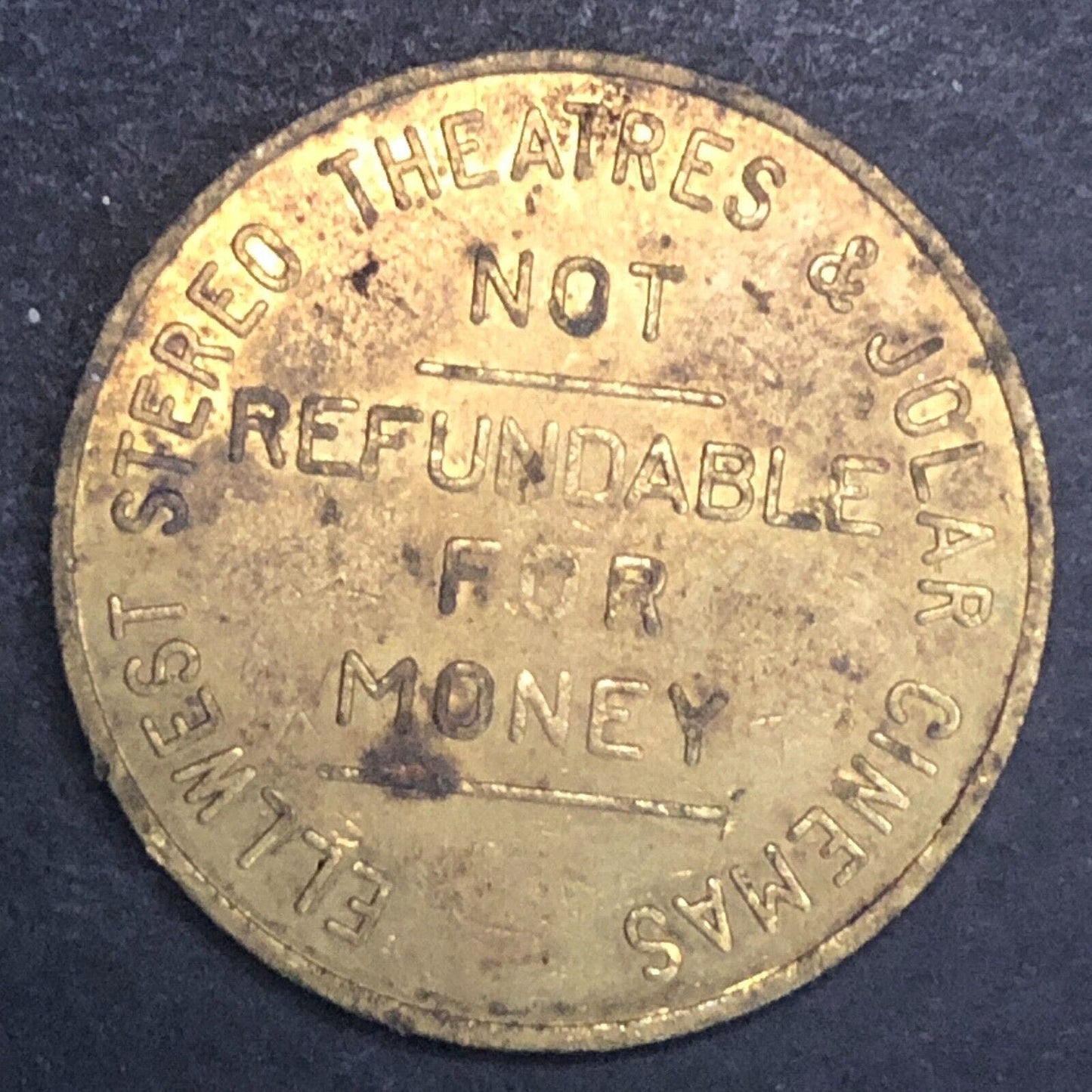 Ellwest Stereo Theatres & Jolar Cinemas Adult Peep Show Brass Token 25mm