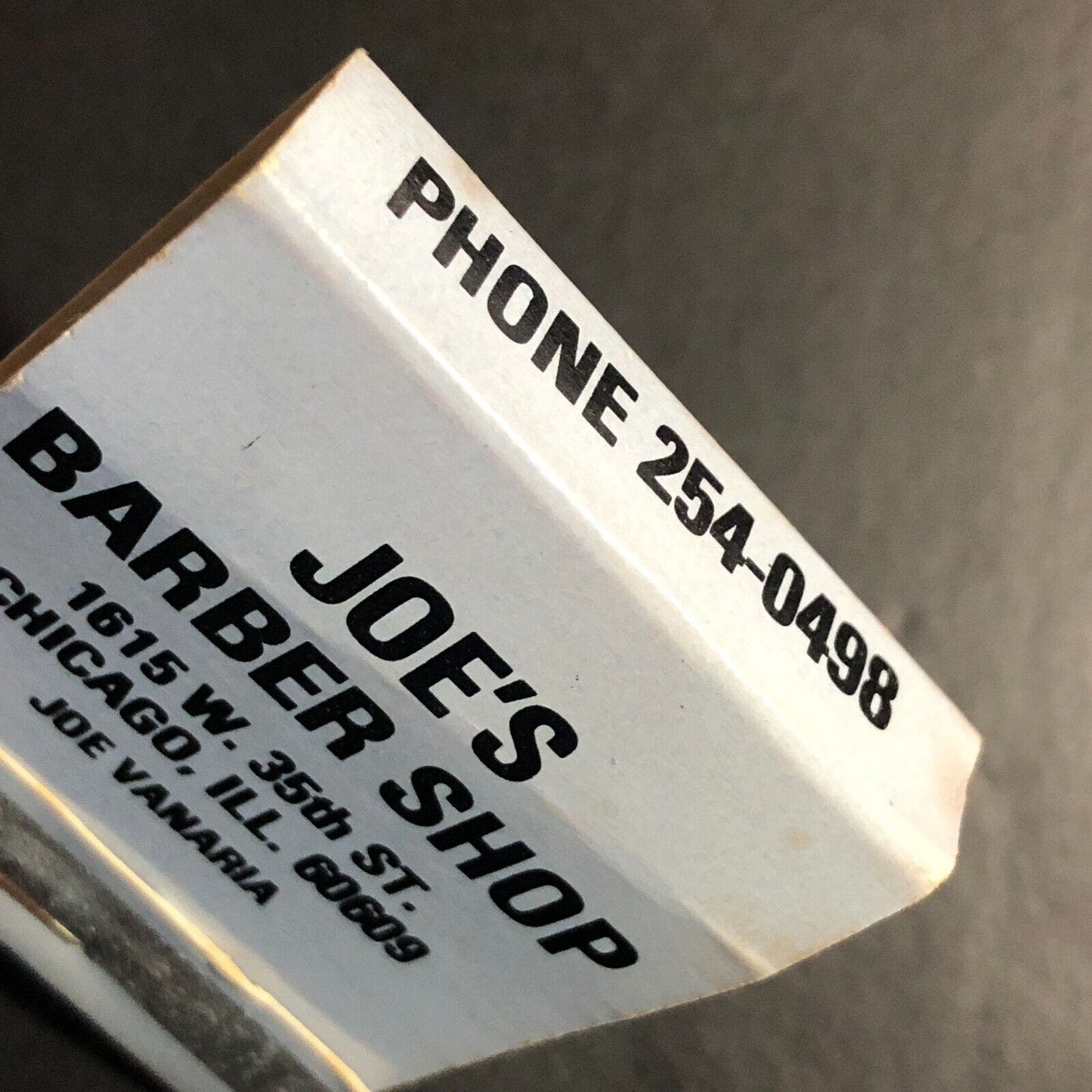 Joe's Barbershop Joe Vanaria 35th St. Chicago Matchbook c1968-73