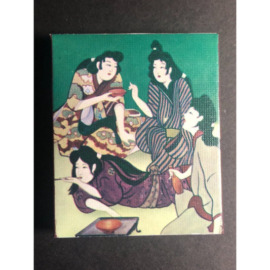 Japanese Women Lounging Scene Art c1960's AKCO Co. Matchbox NOS VGC #14