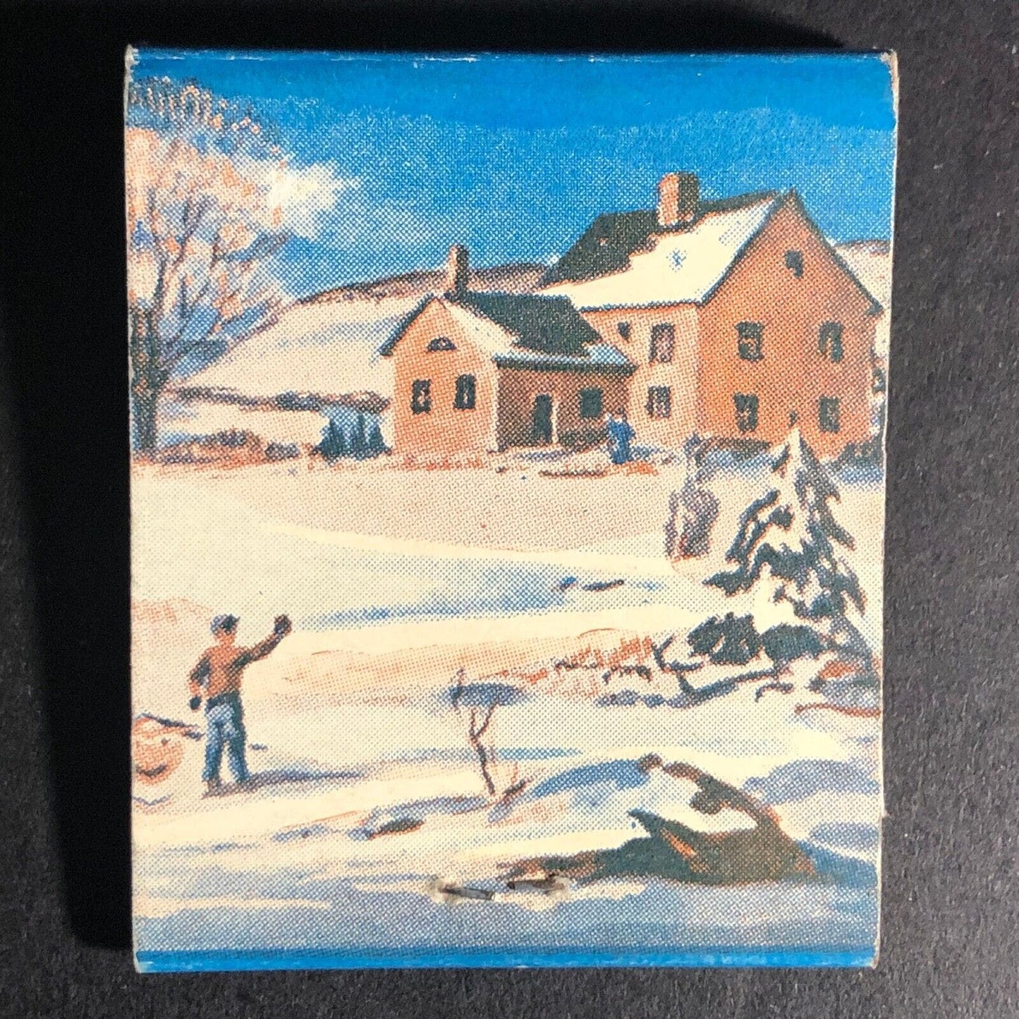 Risher Fire Brick Chicago Merry Christmas 20-Strike Matchbook Winter Scene c1960