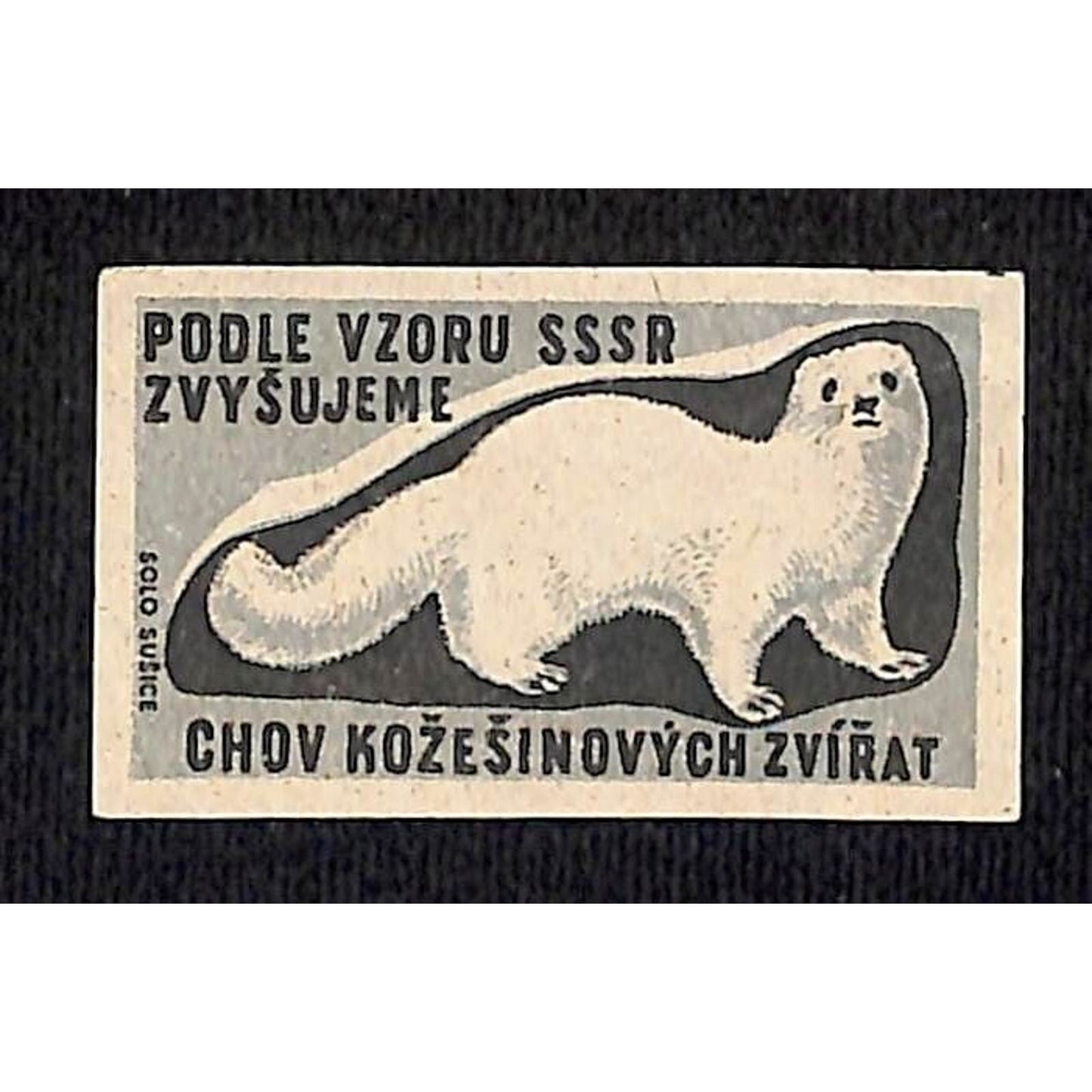 Vintage Matchbox Label Soviet Russia "Fur Animals" c1950's-60's
