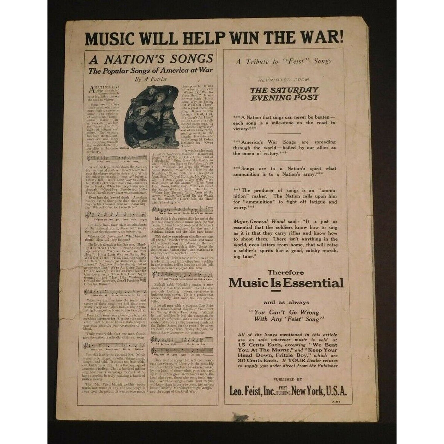 WWI Sheet Music- "Good Morning Mr. Zip-Zip-Zip"