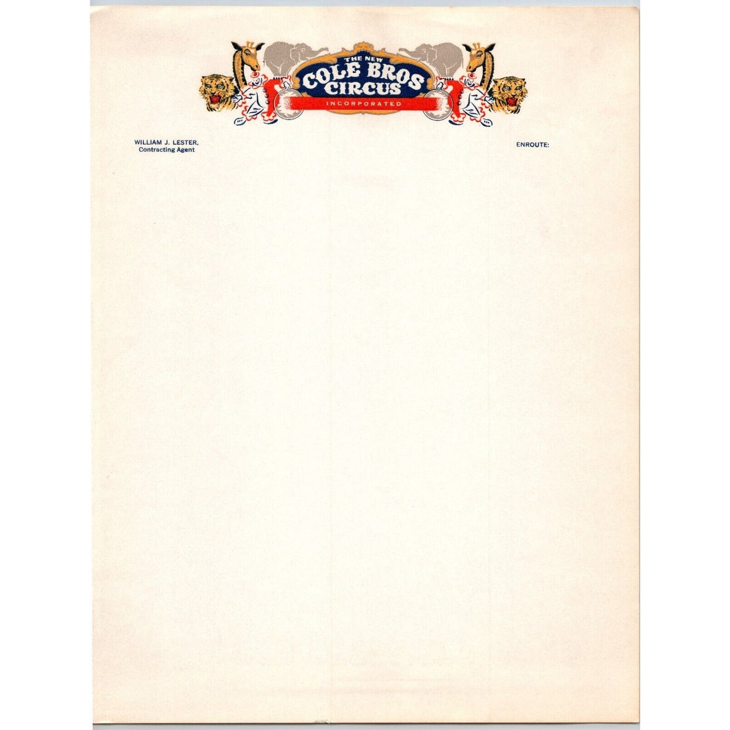 The New Cole Bros. Circus Letterhead c1949 VGC Scarce