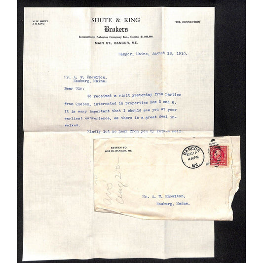 Newburgh, ME Amos W. Knowlton* 1910 Bangor Shute & King Int'l Asbestos Co. LH