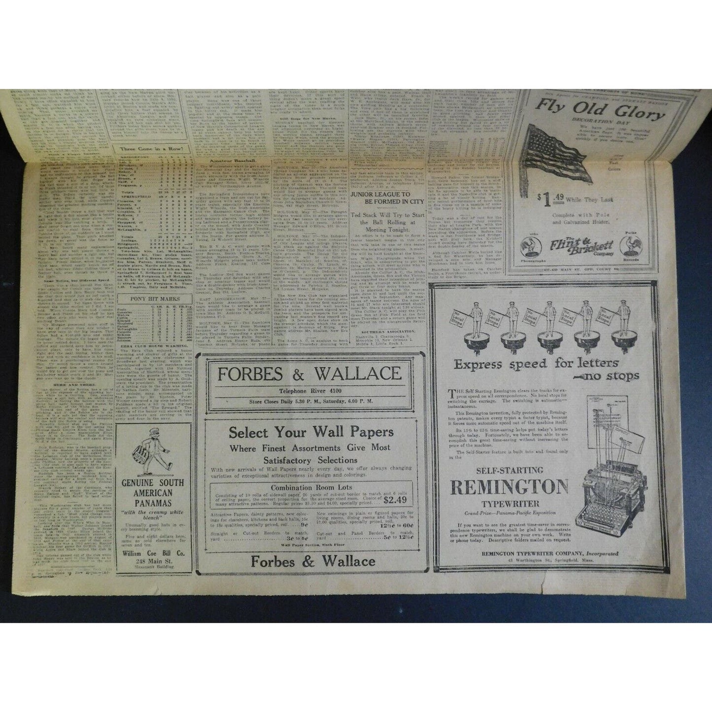 WWI Era Newspaper - The Evening Union (Springfield, MA) - May 27 1918 - 4 pgs.