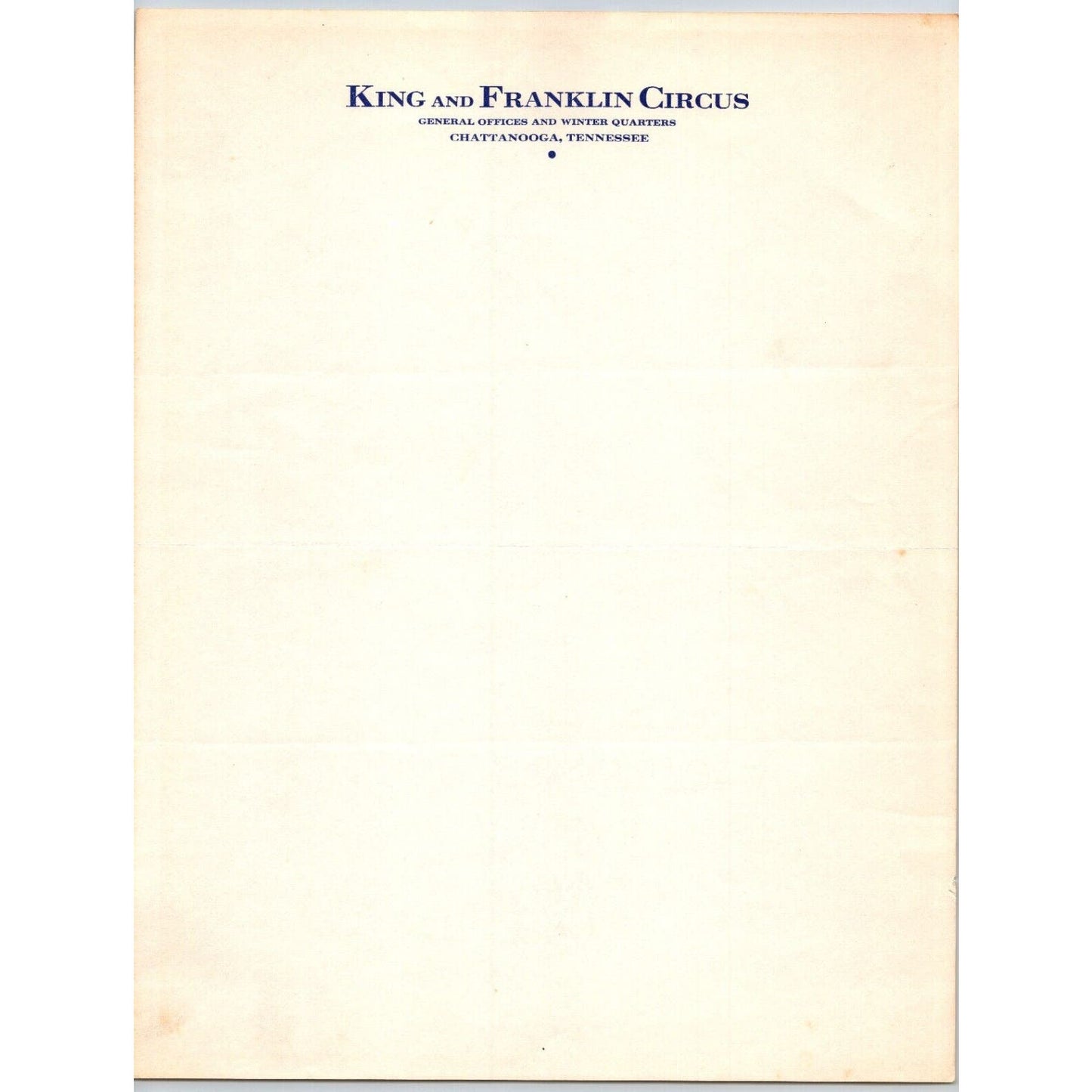 King and Franklin Circus Letterhead c1947 Chattanooga, TN Scarce
