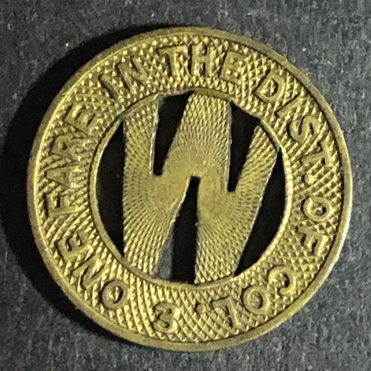 Capital Transit Co. WM One Fare Dist. of Col. 3 c1949 Transit Token -- 16.4mm