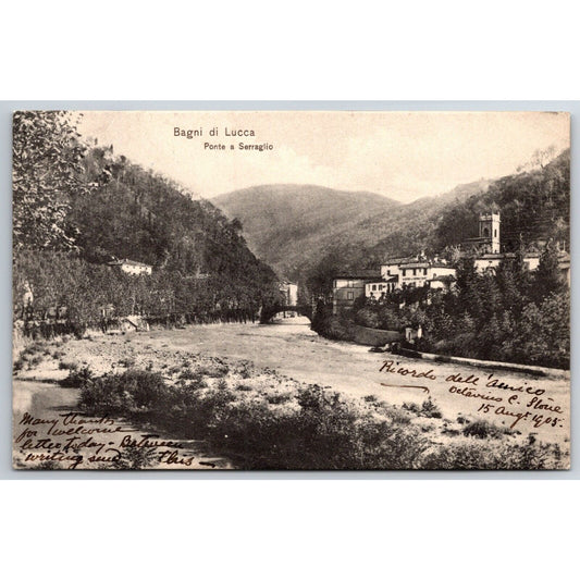 Italian Postcard Baths of Lucca Serraglio Bridge 1905 PM VGC