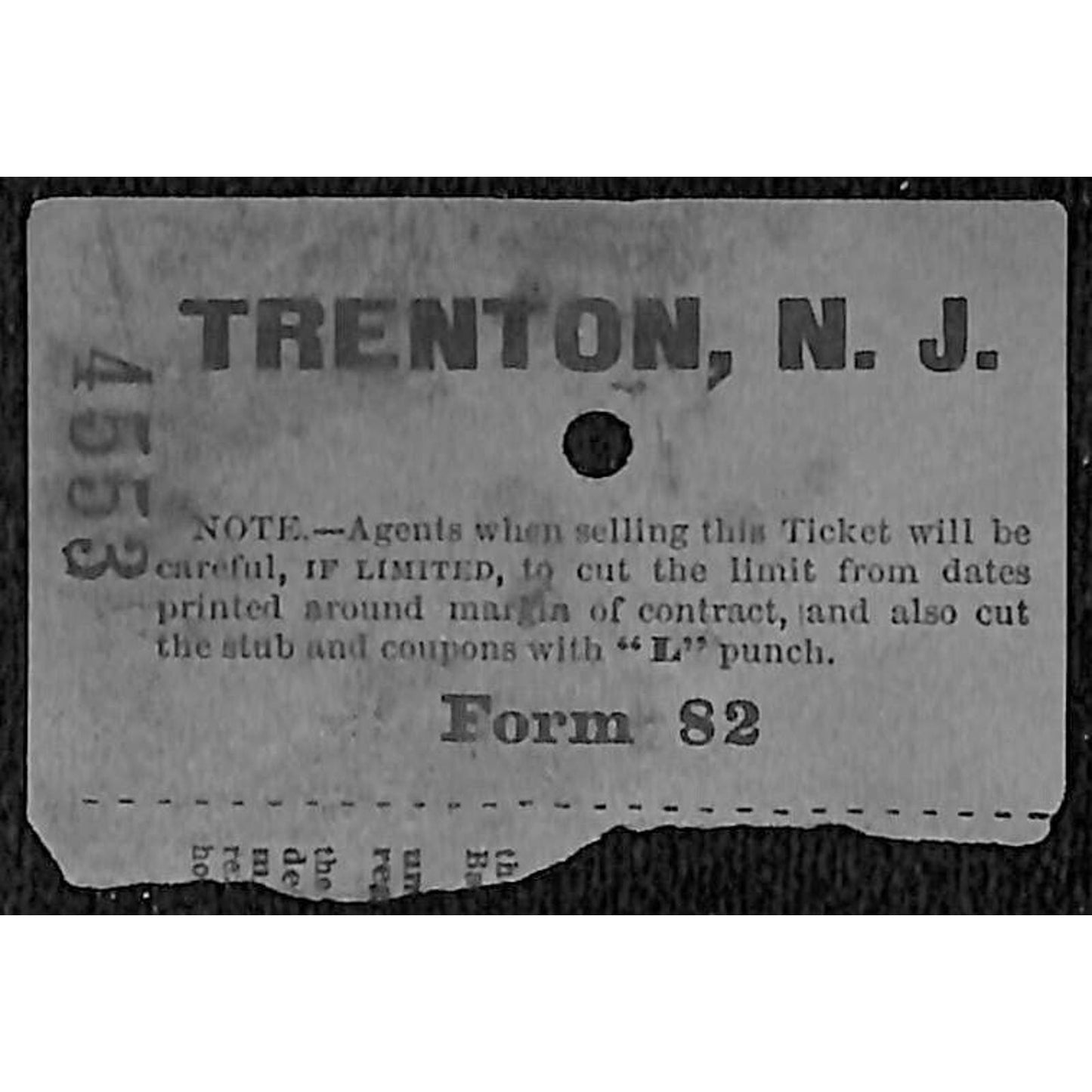 New York & Long Branch Railroad 1897 Ticket North Asbury Park Trenton #4553