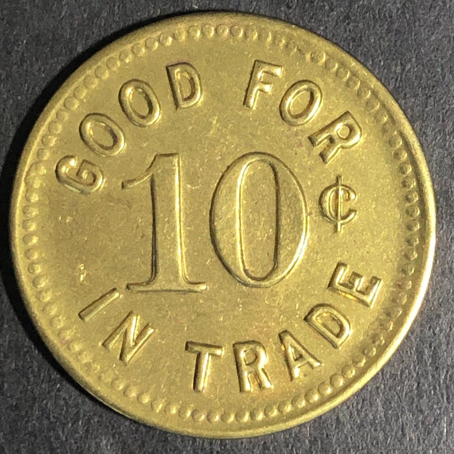 Maroon Club G/F 10c Brass Trade Token 25mm - Unknown / Maverick