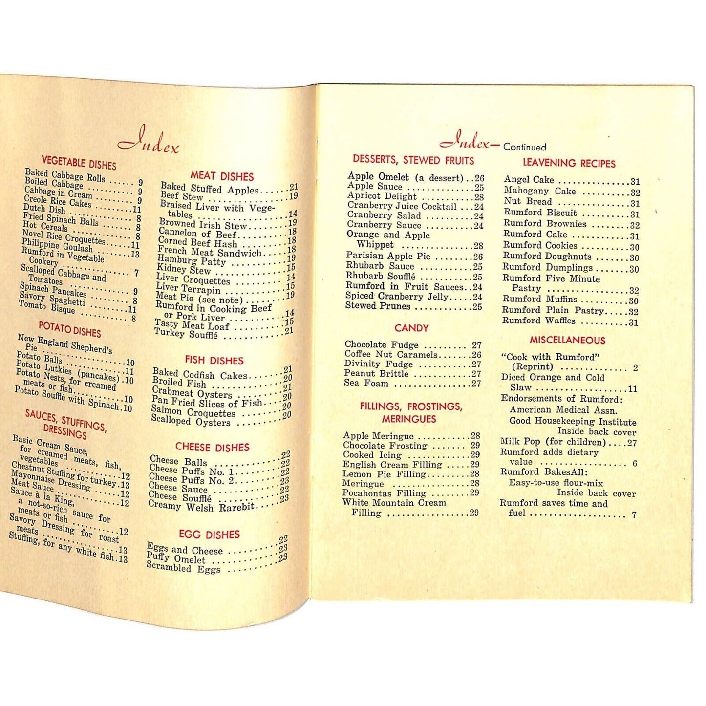Rumford Baking Soda "New Use Cook Book" Booklet 32pp 1935