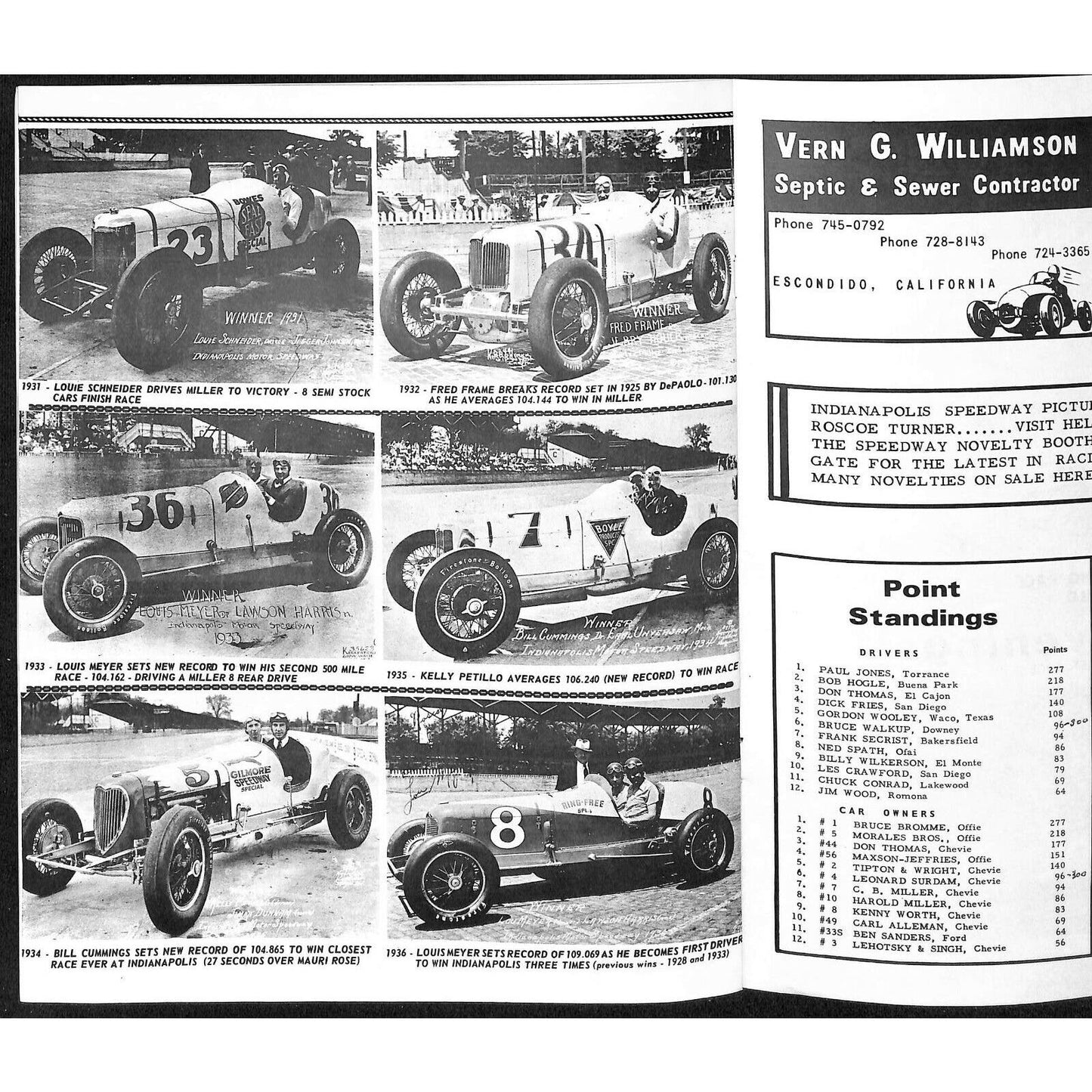 Scarce May 30 1966 CRA "Salute To Indianapolis" Auto Racing Program Ascot Park