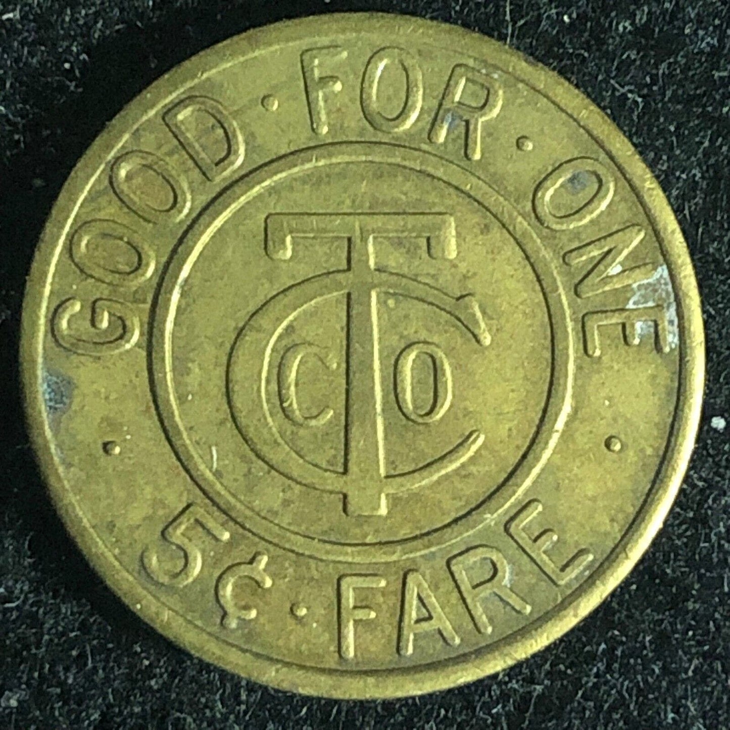 CTCO G/F One 5c Fare (Fairmont, WV) Token 21mm VGC