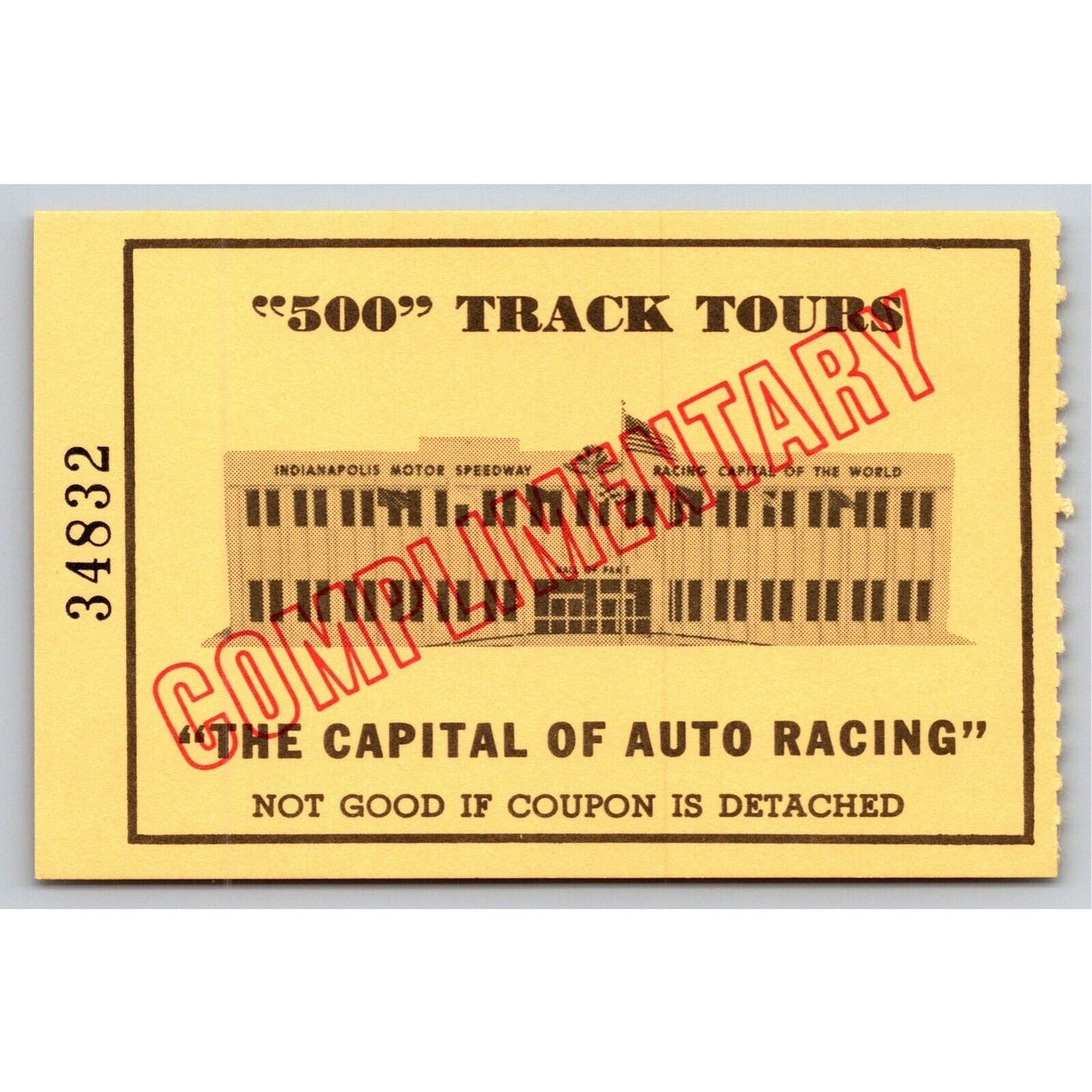 c1980's Indy 500 HOF Museum Track Tour Comp Ticket Stub Indianapolis #34832