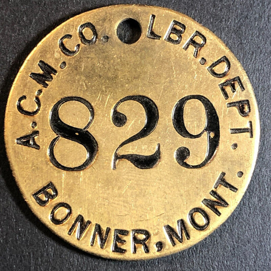 Anaconda Copper Mining Co. Bonner, MT Saw Mill Brass Tool Check Tag 32.5mm #829