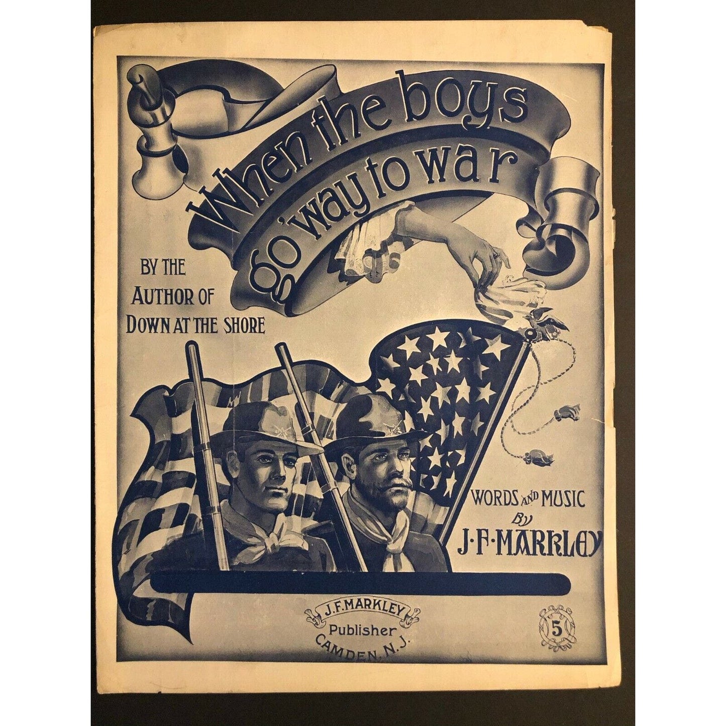 Vintage WWI Sheet Music "When the Boys Go 'Way to War"