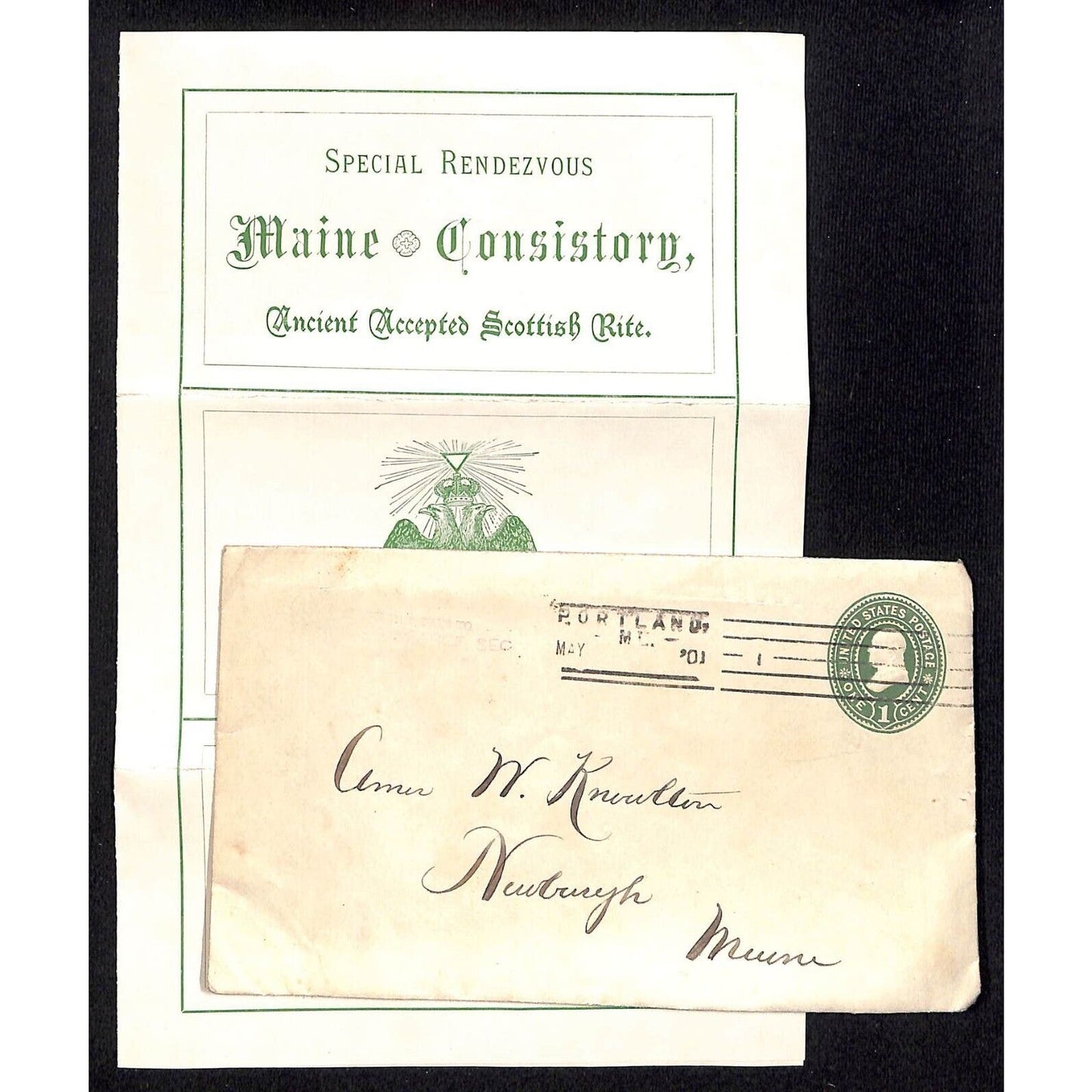 Newburgh, ME Amos W. Knowlton* 1901 Masonic "Special Rendezvous" Program Scarce