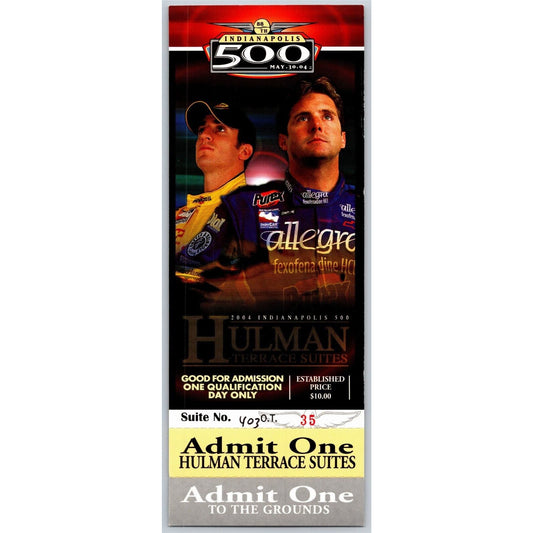 2004 Indy 500 Qualification Day Hulman Terrace Suites Unused Ticket IMS #35