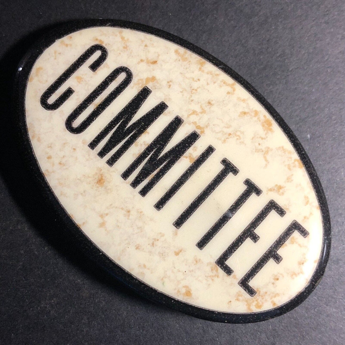 "Committee" Oval Vintage Steel Pinback c1950's-60's