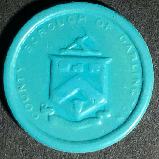 Darlington Transport Transit England Plastic Token Teal? 1 1/2D 22mm c50's-60's
