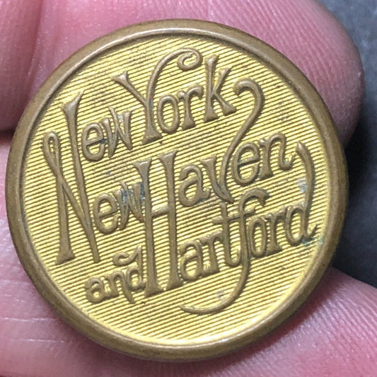 New York New Haven Hartford NH Railroad Brass Uniform Button 3/4" dia Scovill