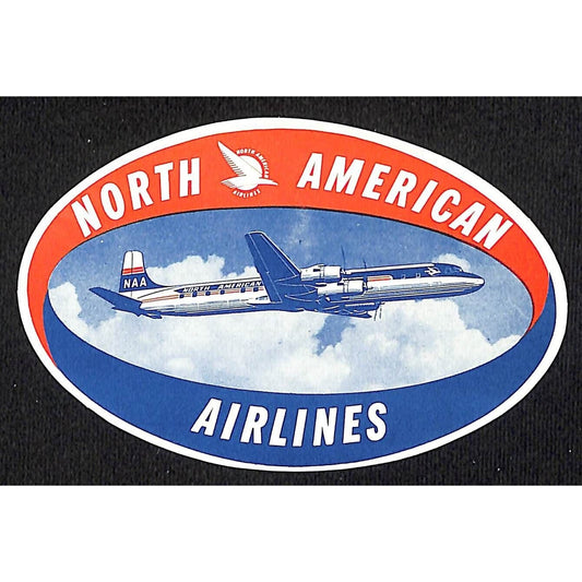 North American Airlines Gum Label c1940's-50's w/ Plane in Clouds Scarce VGC