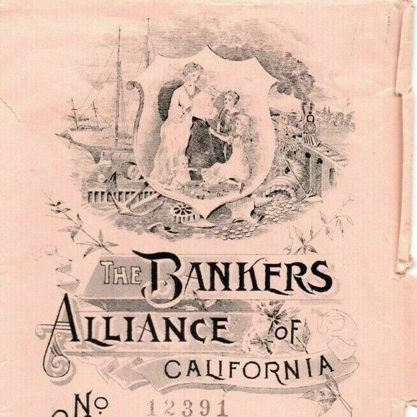 1895 Ex Civil War Soldier Document - "Bankers Alliance of CA" Policy Sleeve Only
