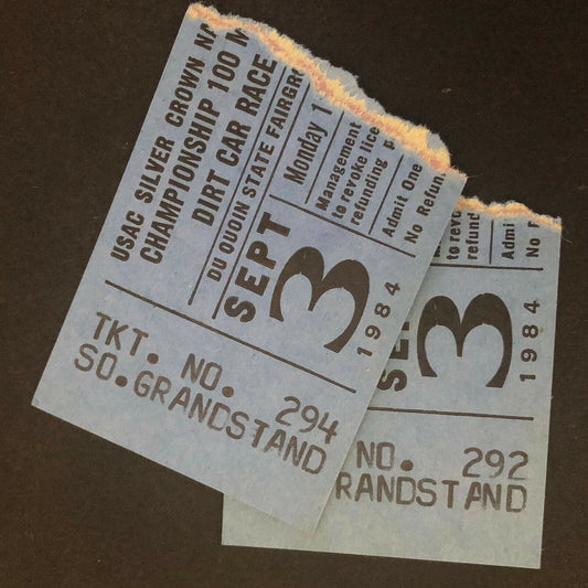 2 1984 Du Quoin State Fair USAC 100 Mile Dirt Car Race Ticket Stubs