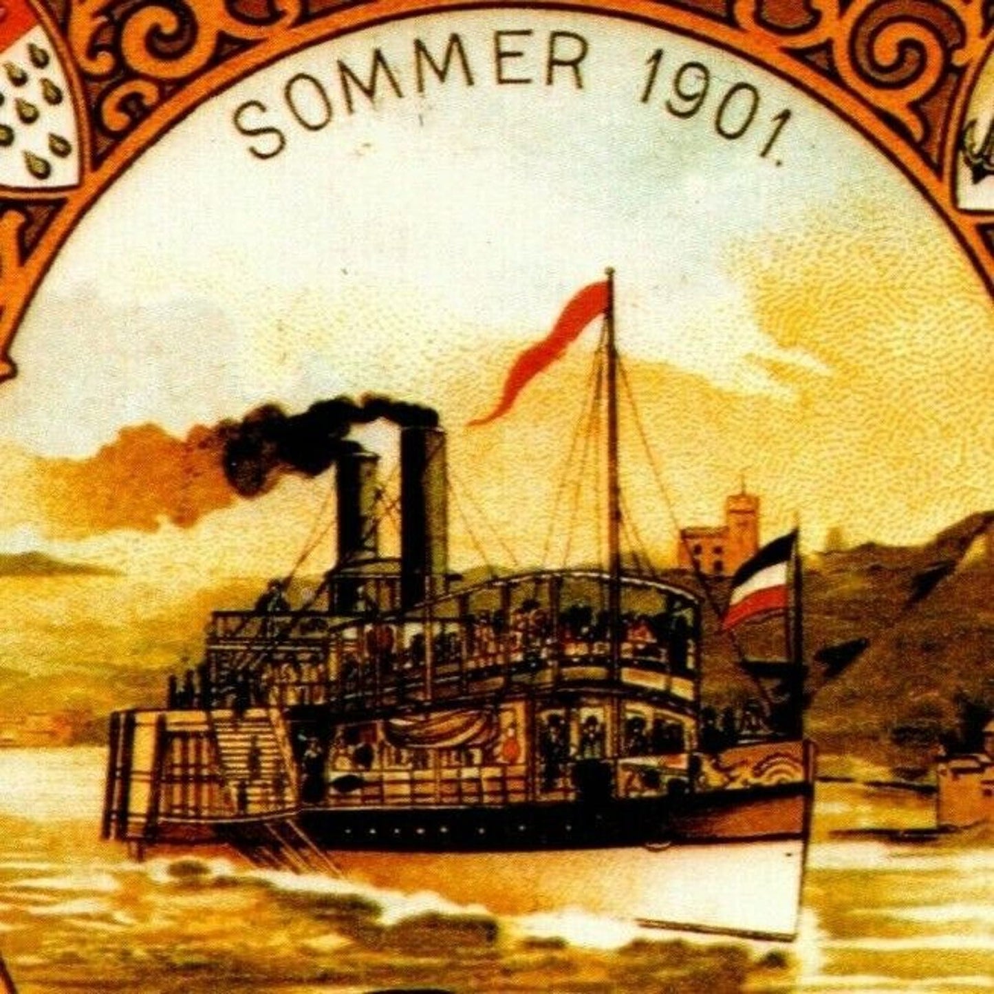 c1980's-90's Rhein-Dampfschiffahrt 1901 4" x 6" Reproduction Postcard