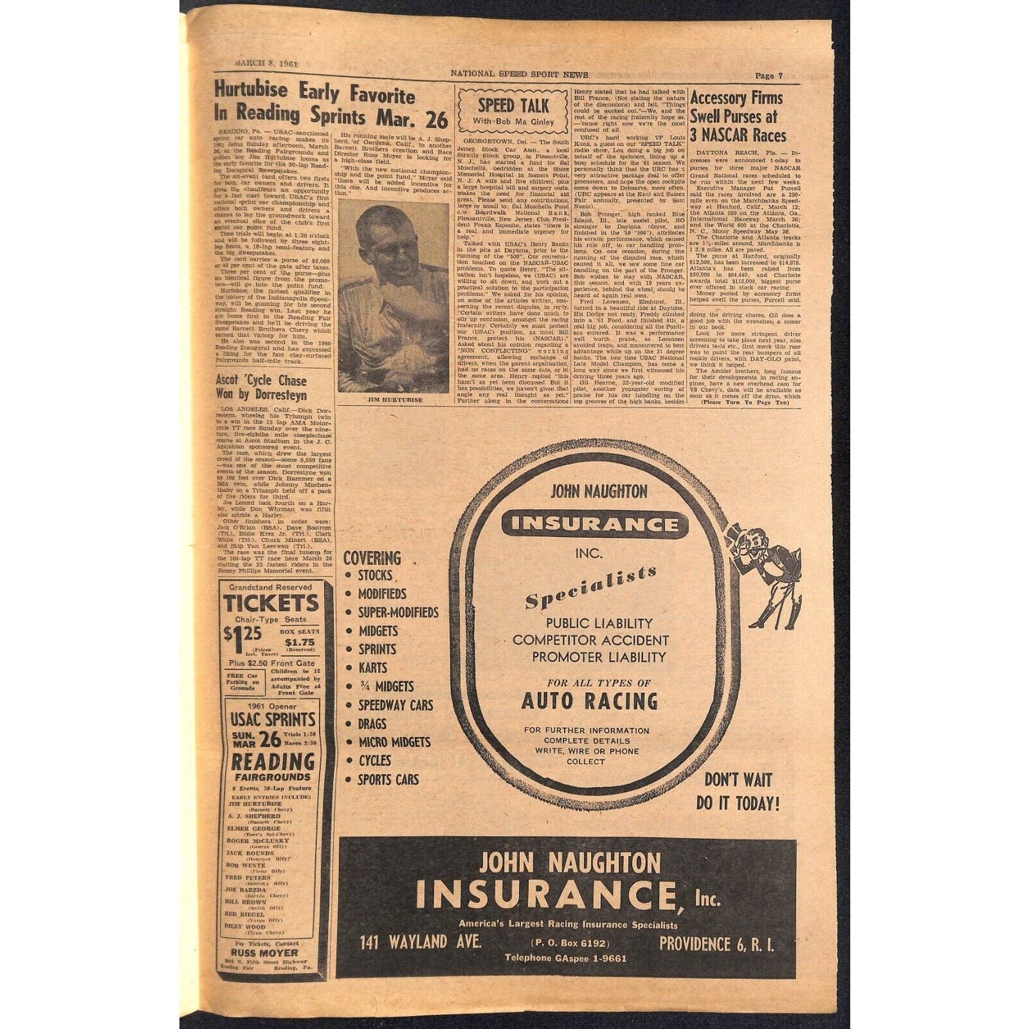 National Speed Sport News 3/8 1961 Duncan Wins Teaneck w Broken Axle Racing 11pp