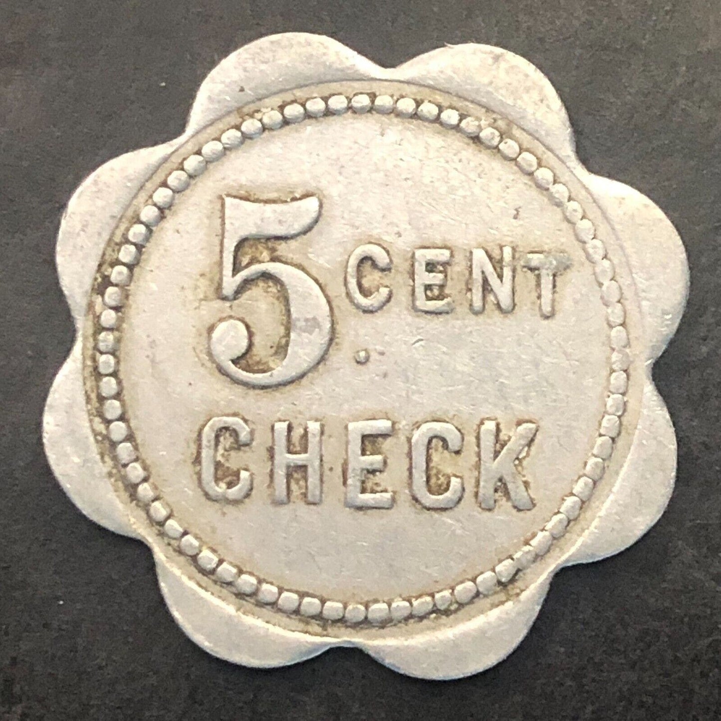 "Erie 66" 5c Cent Check (Elk's) Aluminum Token 28mm Scalloped w/Buck Head Scarce