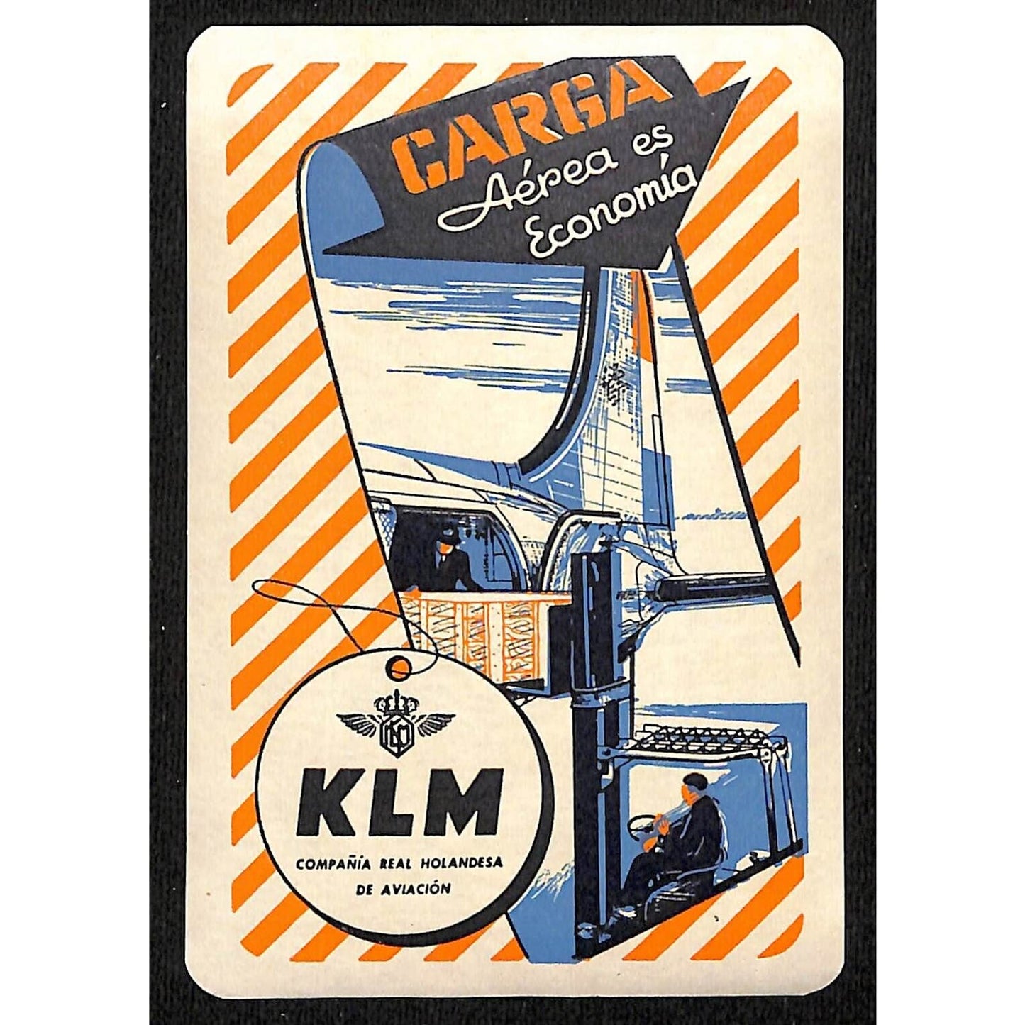 KLM Airlines Carga Aérea es Economía / Air Cargo Luggage Label VGC Scarce