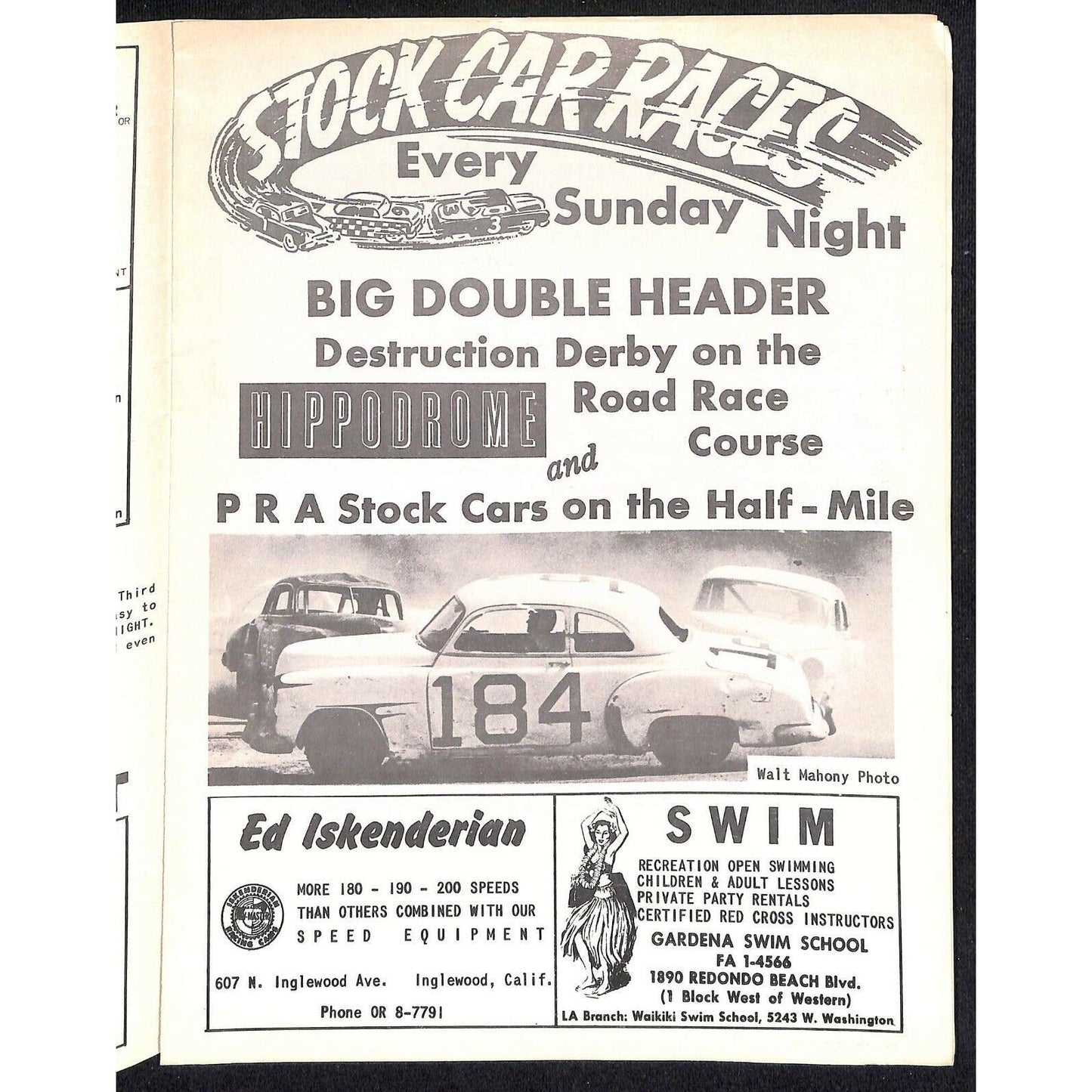 Scarce Jul 8 1961 Auto Racing CRA Big Car Program Ascot Gardena, CA 12pp