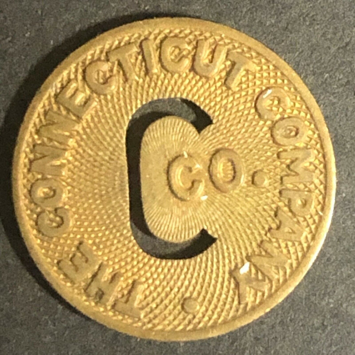 c1940-50's 16mm "The Connecticut Company" G/F One Fare - Brass Transit Token