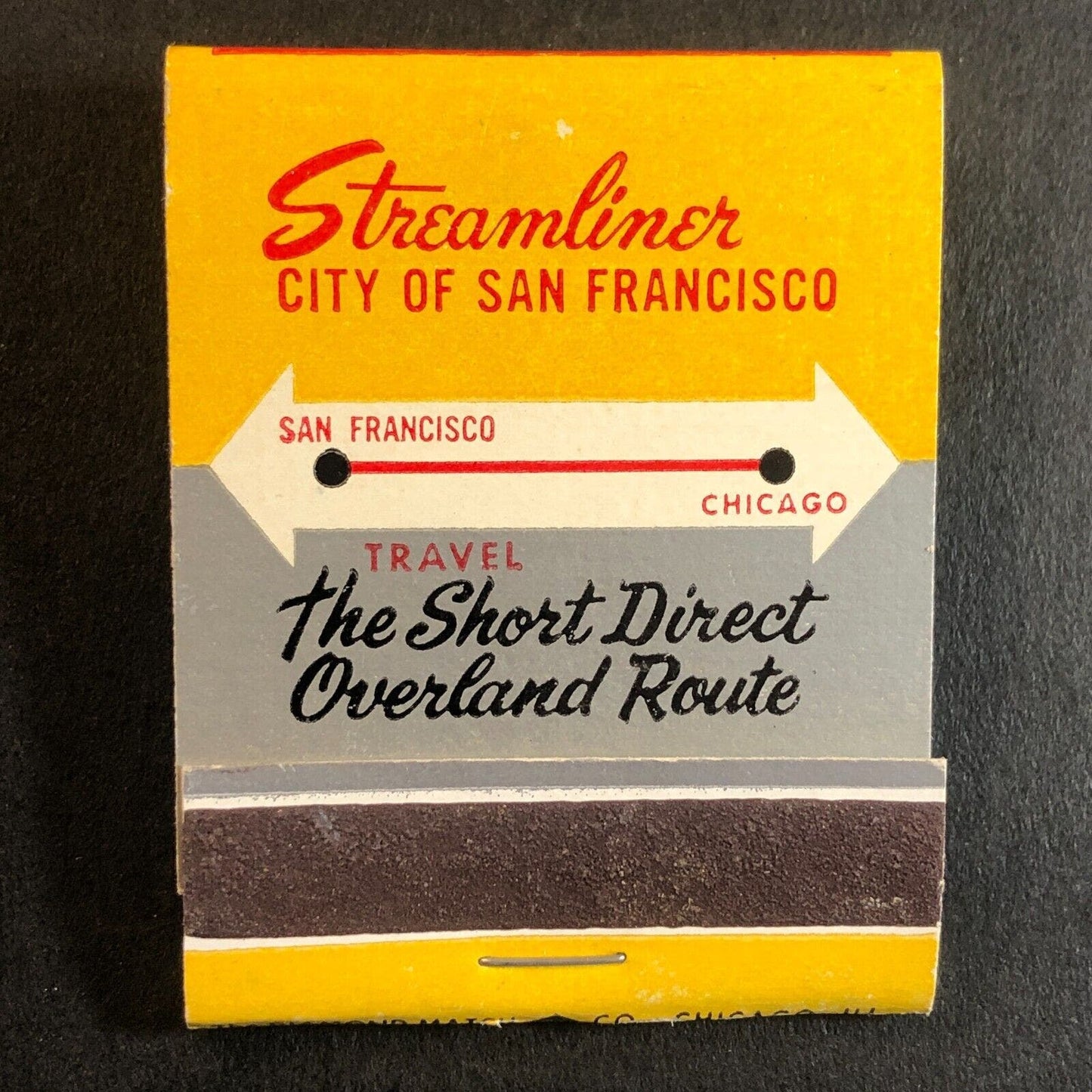 Union Pacific San Francisco Streamliner Chicago Full Matchbookc1950's-60'sVGC