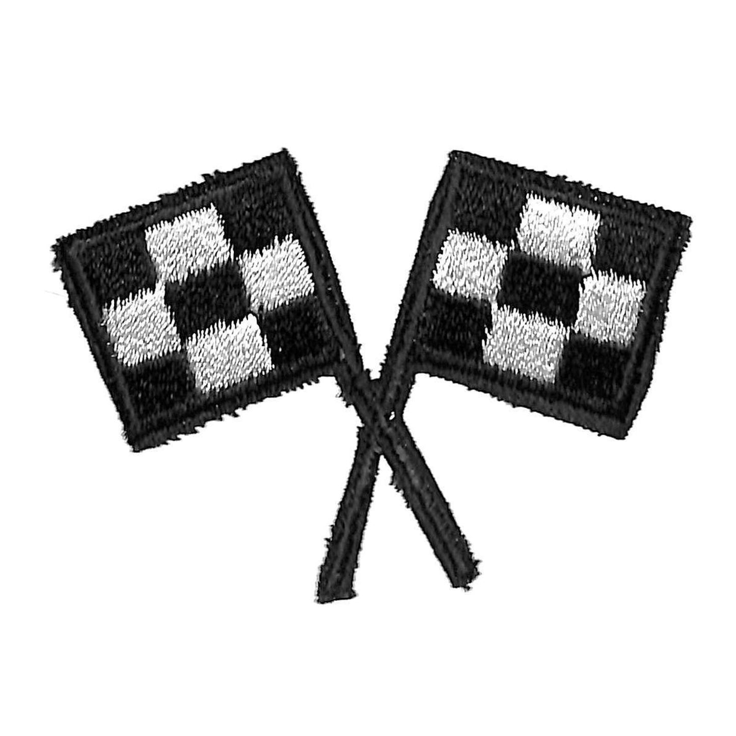 Crossed Checkered Flags Embroidered Patch c1980's-90's 2.25" x 3.25" VGC