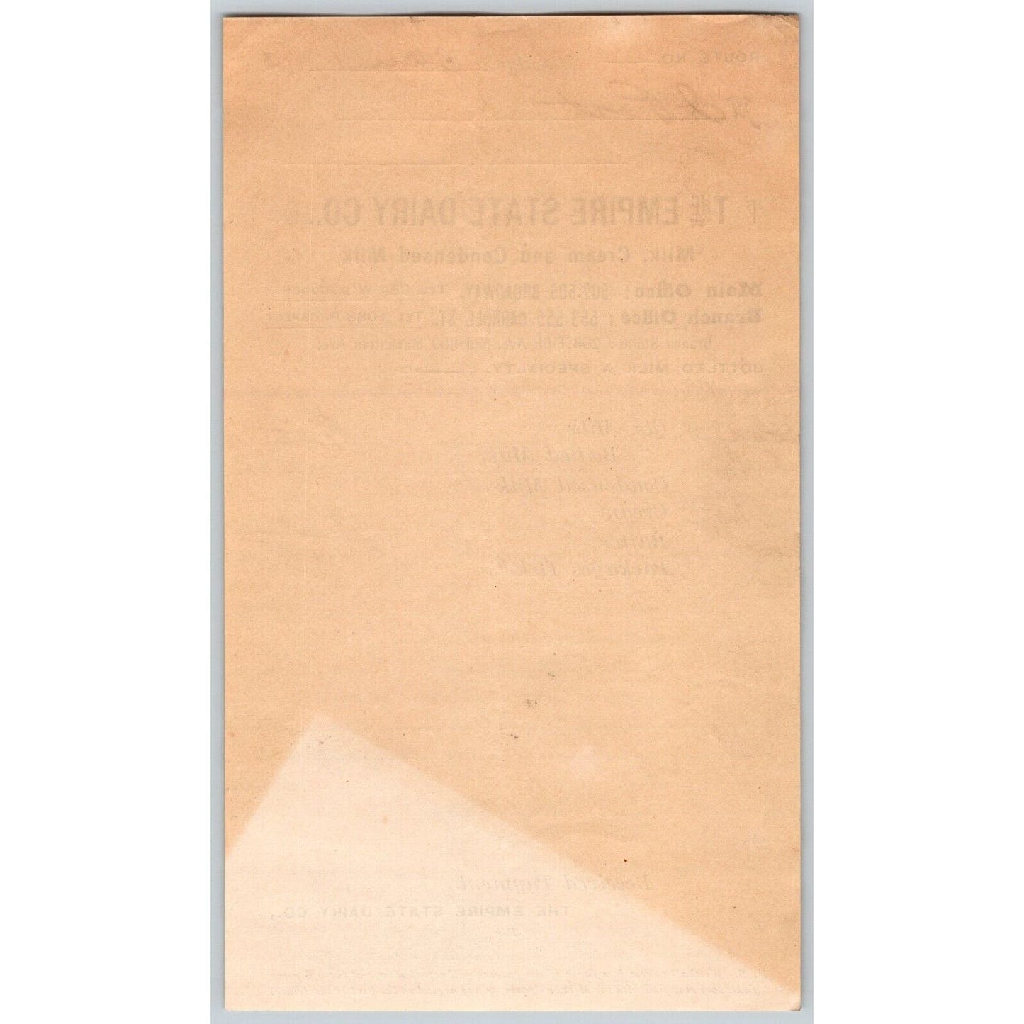 Empire State Dairy Brooklyn, NY Jan. 1 1903 Billhead to: Isaac Post VGC
