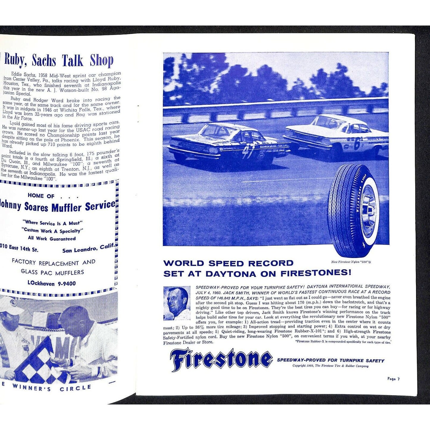 Scarce 10/30 1960 Sacramento State Fair USAC Racing Program Big Car 100 Mile