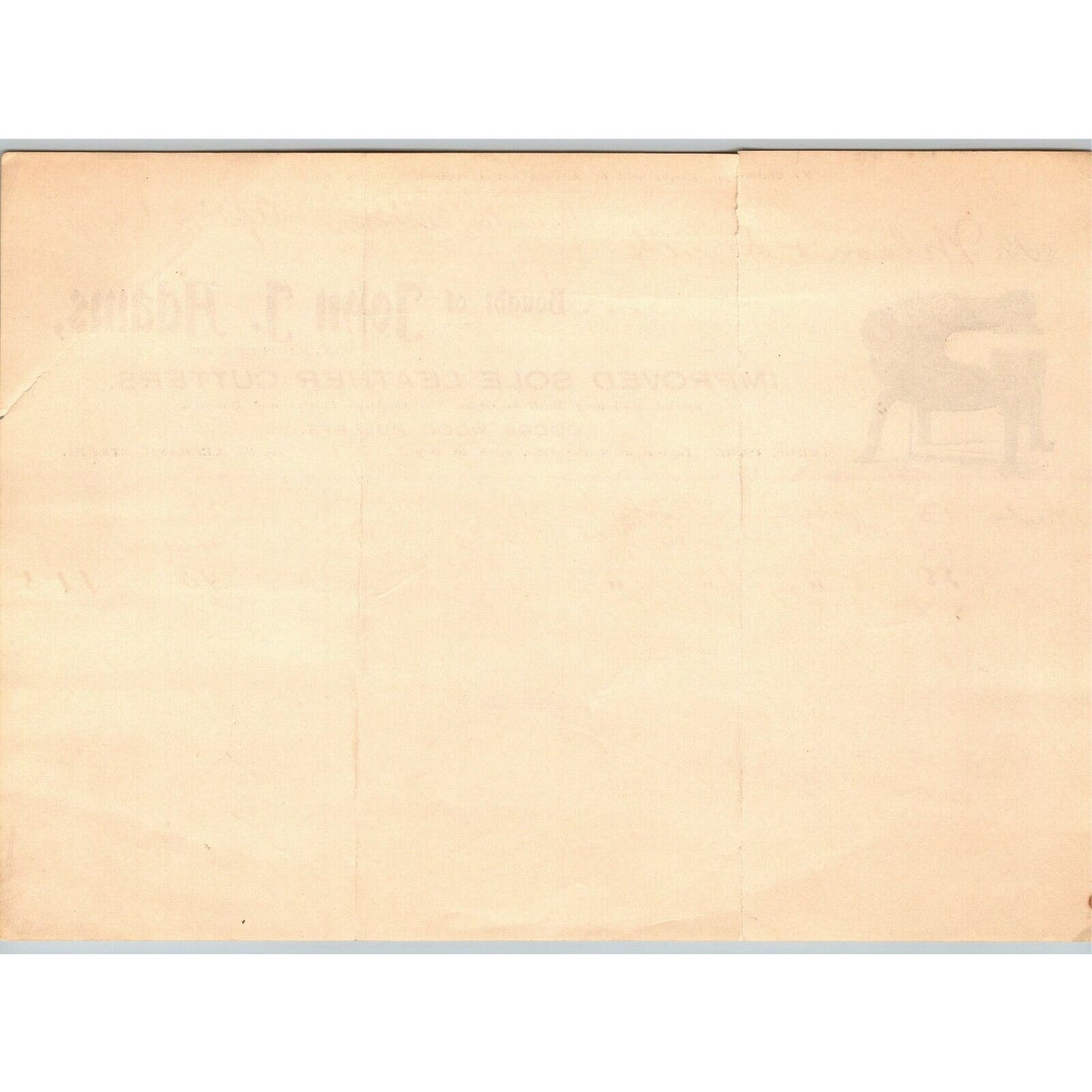 John Adams Leather Cutters Letterhead Billhead Worcester MASS re: Nelson & Smith