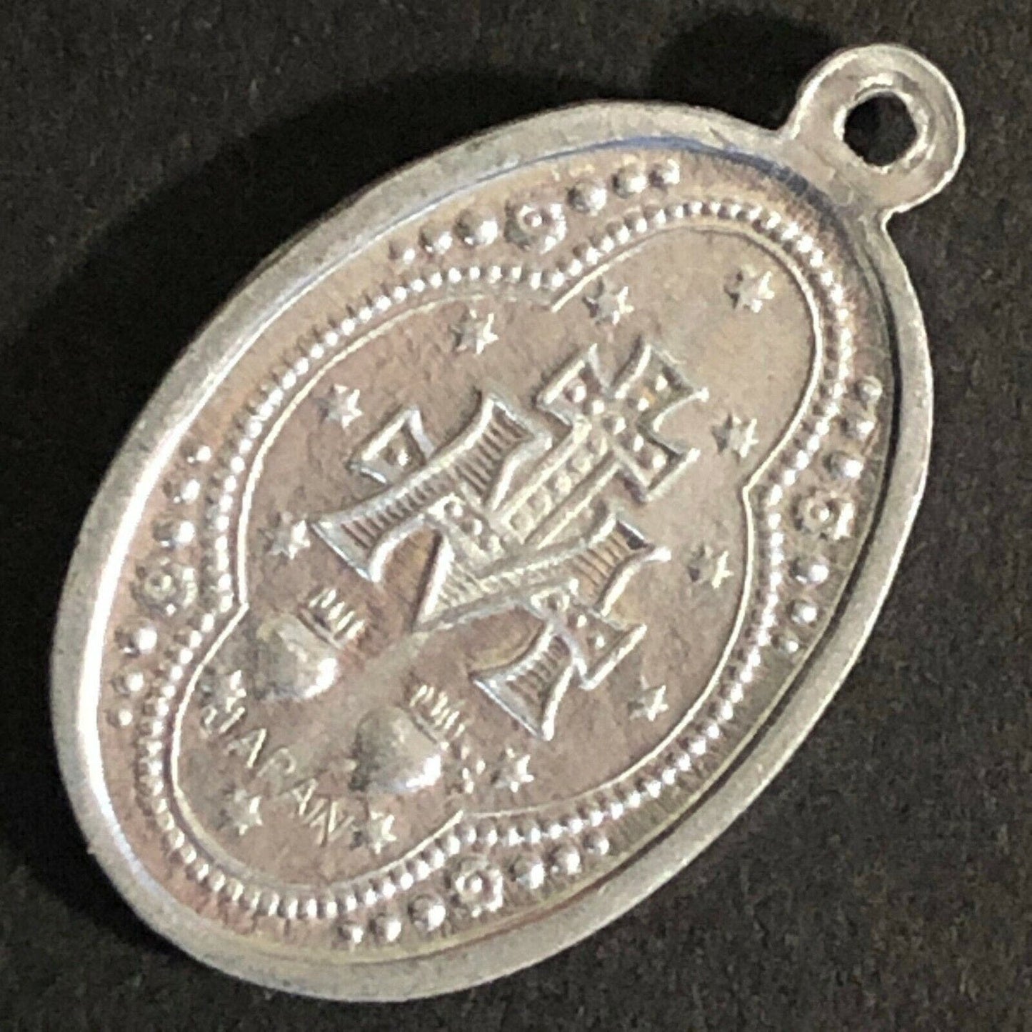 Vintage 23mm c1960's-70's Aluminum "Mary, Conceived Without Sin..." Pendant