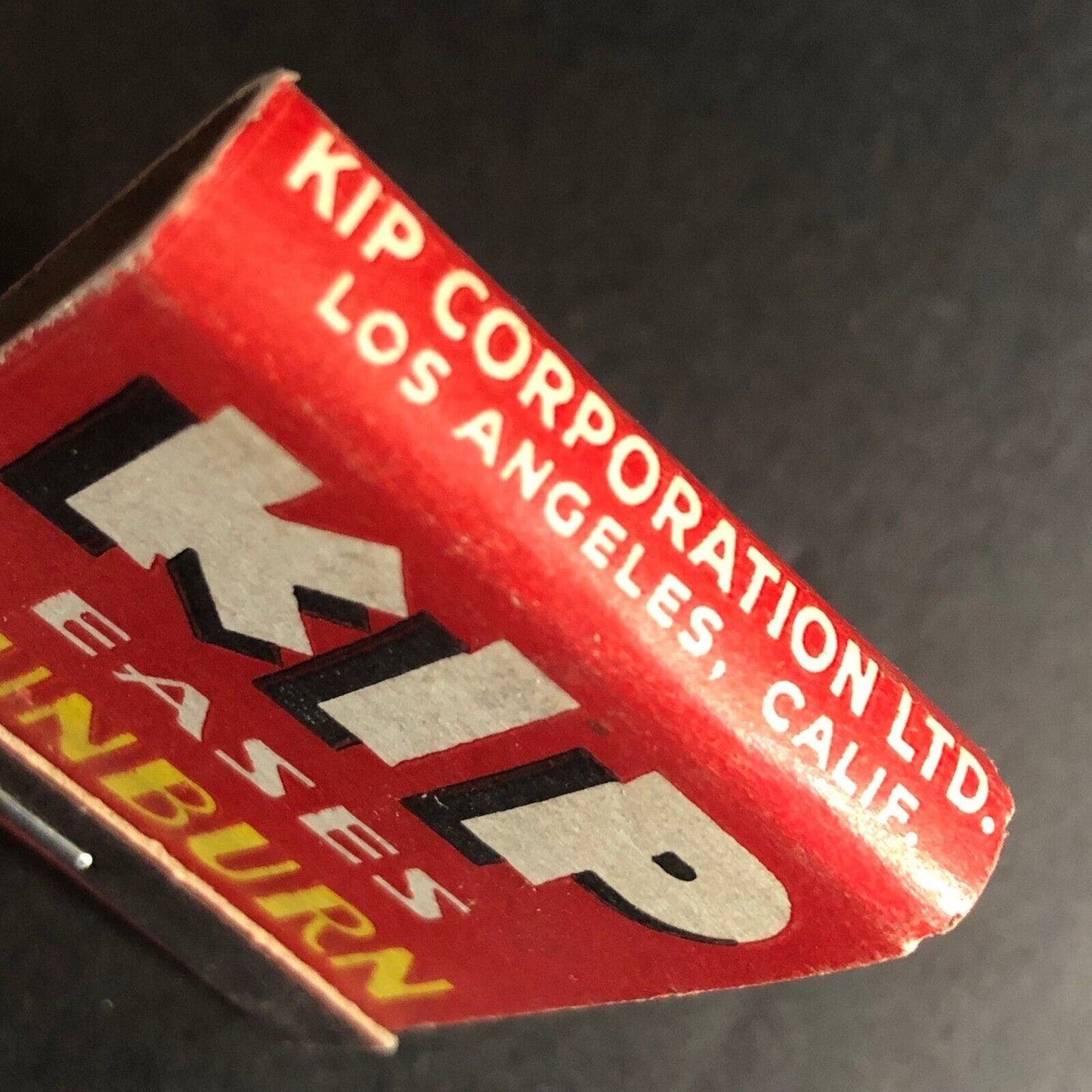 Kip Eases Sunburn Burns Cuts Pain Matchbook c1940's-50's Full 20-Strike Scarce