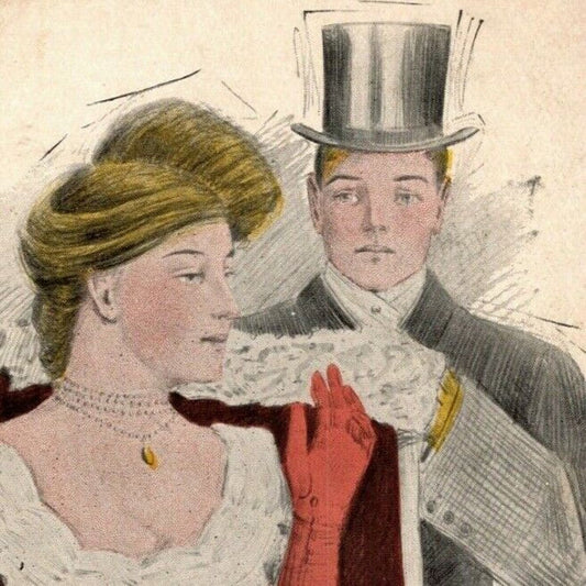 c1907 Vintage Society Girls Series - "The Opera" Signed Hemsteger Postcard