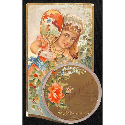 H. O'Neill & Co. NYC - Girl w/ Oriental Bamboo Fan - Victorian ? Trade Card