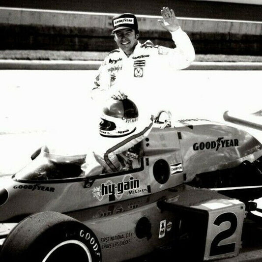 Johnny Rutherford Indy 500 Winner 1976 - 8 x 10 Glossy B&W Photograph VGC