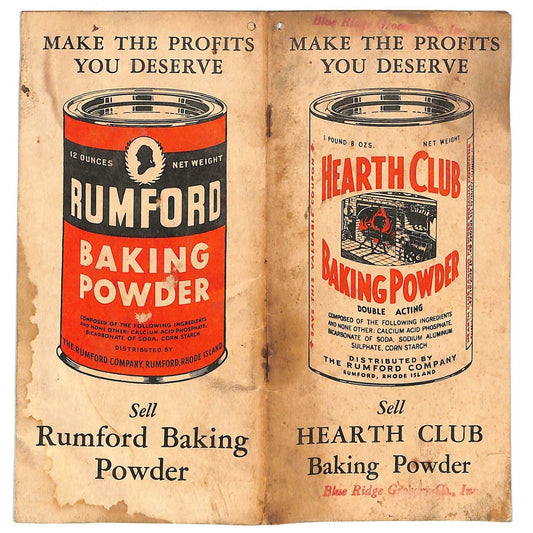 Hearth Club / Rumford Baking Powder / Noctil Dishwashing Notebook c1944
