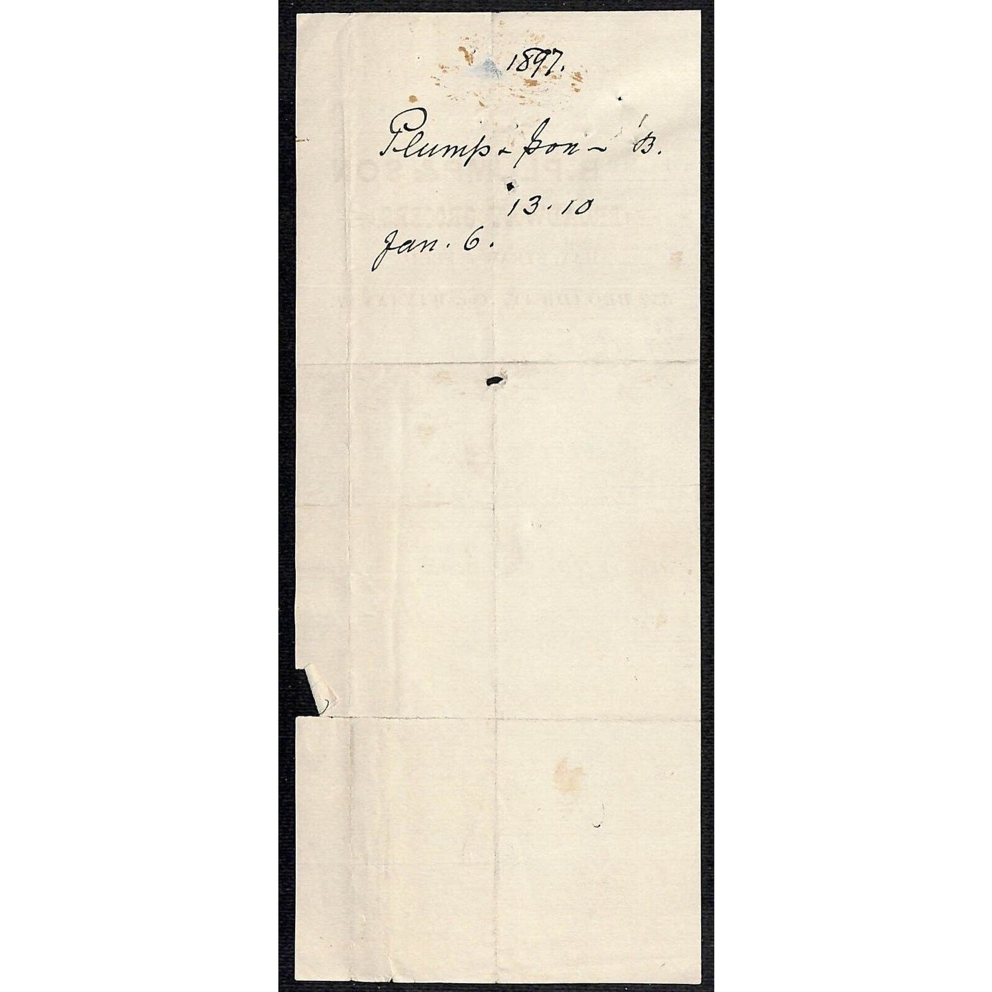 Astoria, L.I City NY B, Plump & Son "Broadway Grocers" Hay Straw 1896 Billhead
